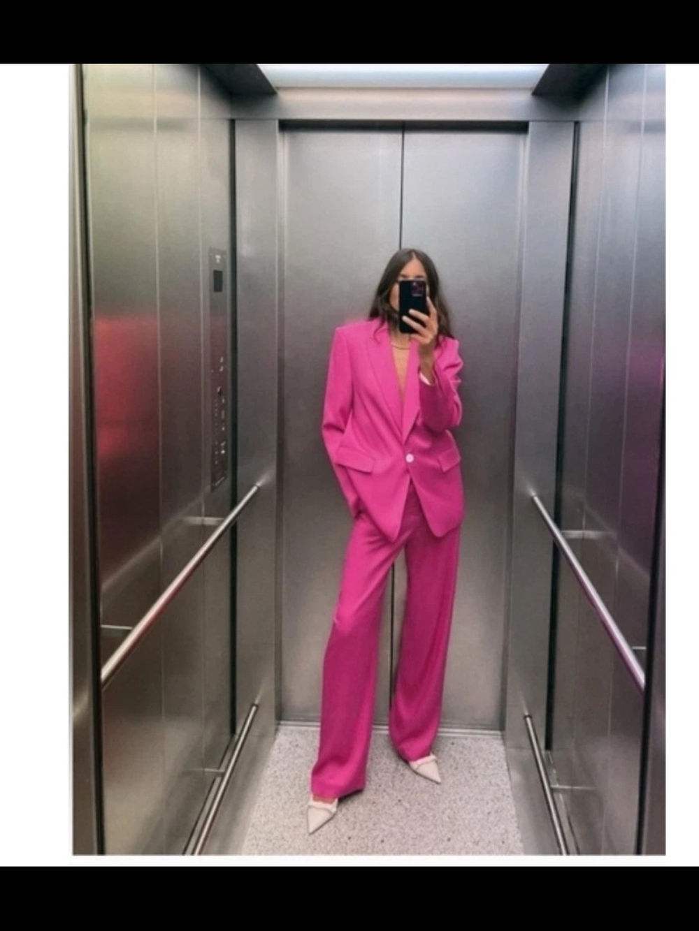 Zara Hot Fushia Blazer and Wide-Leg Pants Set . Blazer -size L. Pants-size XXL
